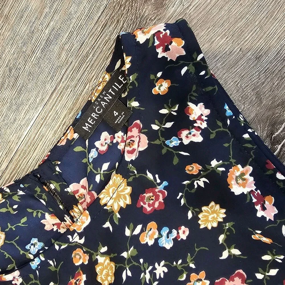 J.Crew Mercantile Navy Floral Dress Size 4 Sleeveless Fit n' Flare 90's grunge
